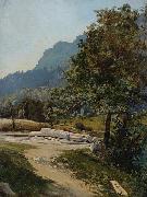 Carl Schuch Wooded landscape painting